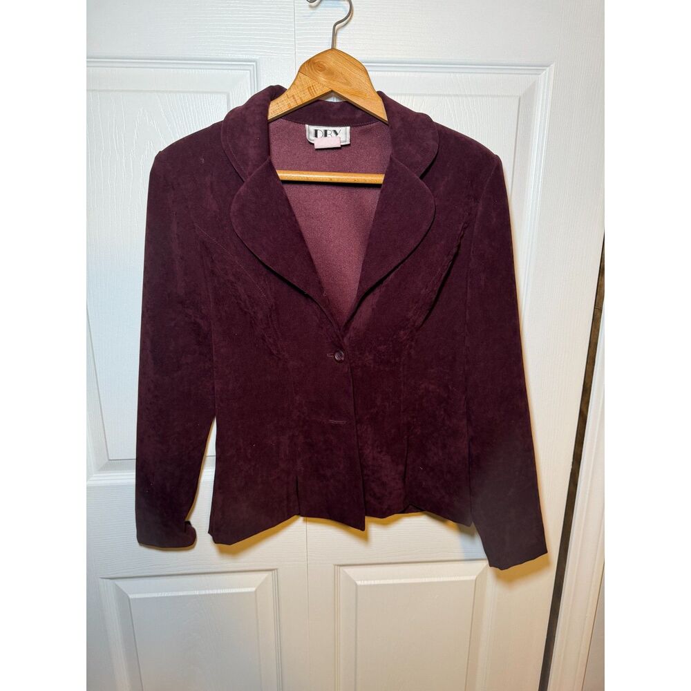 Vintage DBY Ltd Burgundy Microsuede Blazer & Skirt Suit Women's Size 7